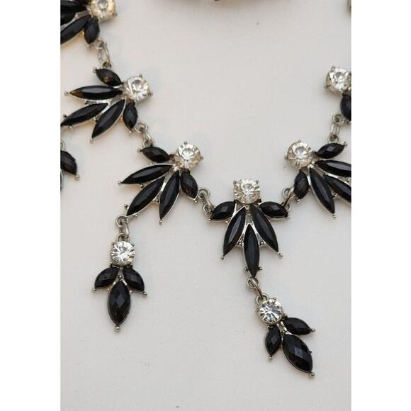 Vintage Charming Charlie Necklace and Bracelet Jewelry Set Black Dangle Crystals - Picture 2 of 6